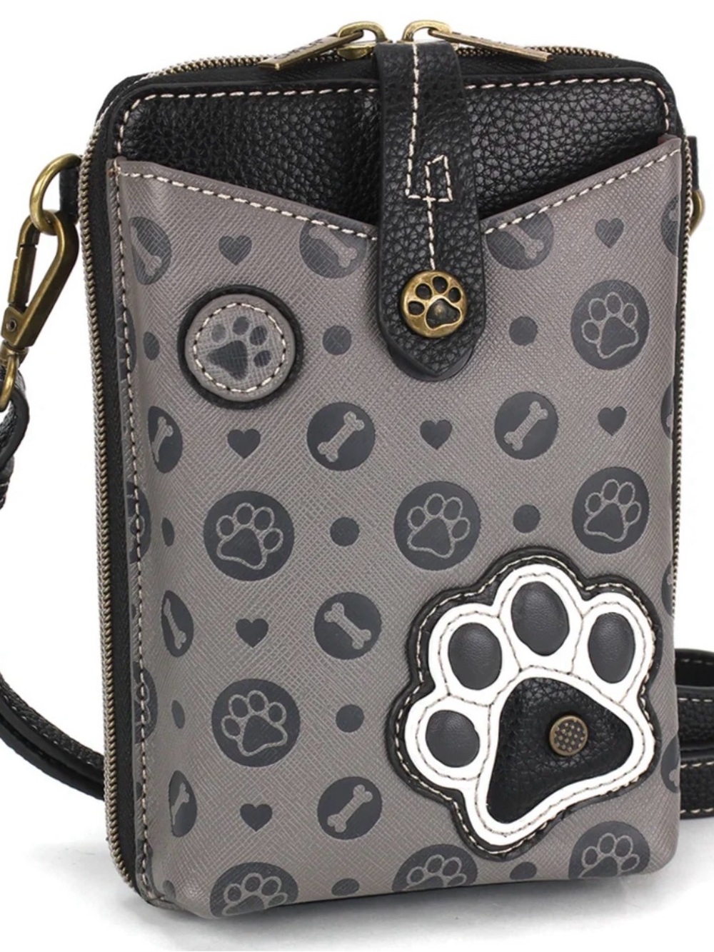 Chala Snap Crossbody bag features a whimsical, embossed paw print - Picture 2 of 5